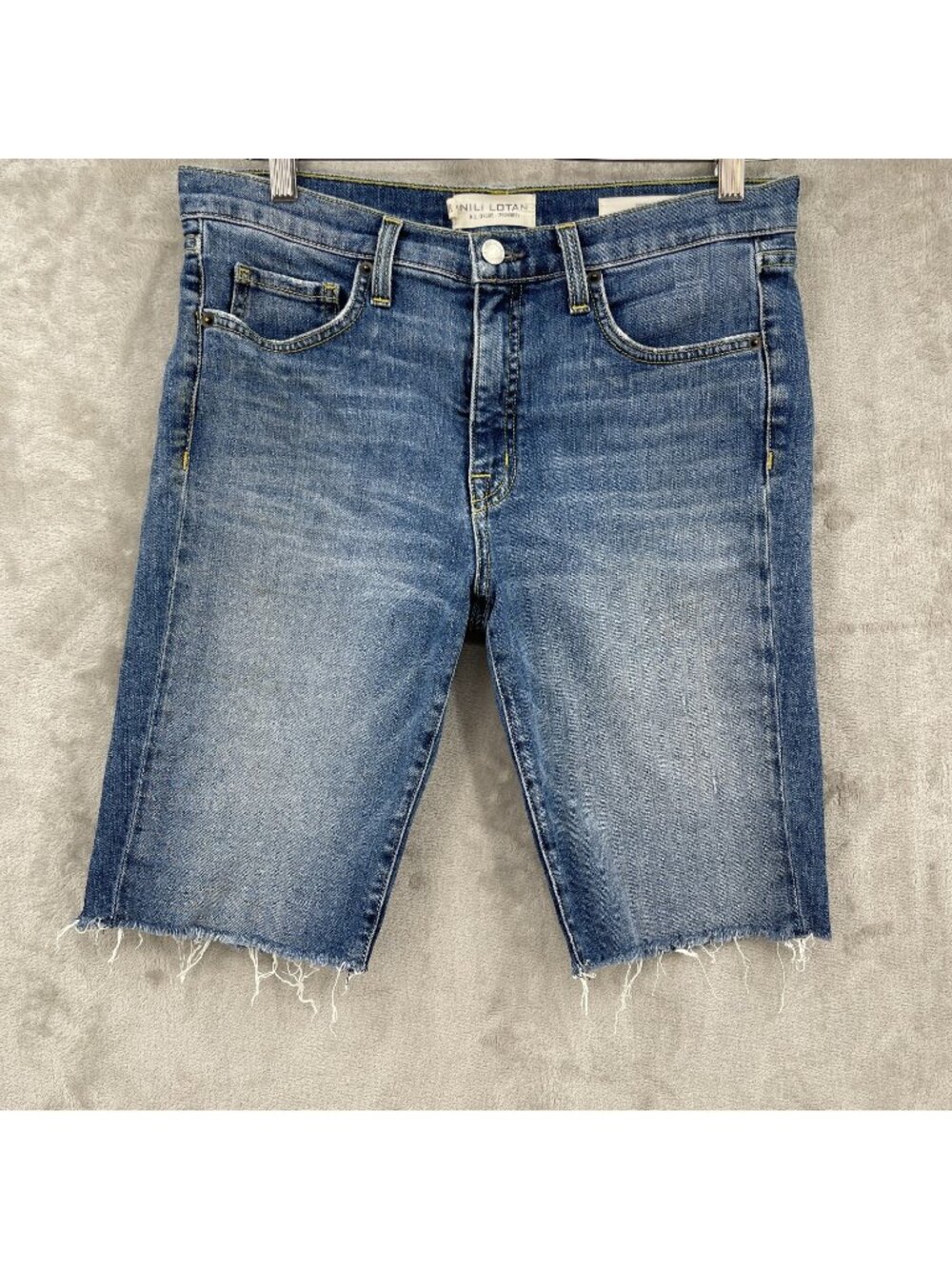 Nili Lotan Sydney Classic Wash Bermuda Shorts Cut Off Jean Shorts